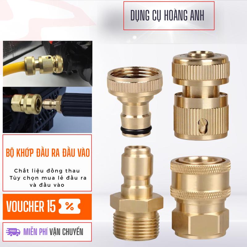Bộ Khớp Nối Nhanh Đầu Vào, Đầu Ra Bằng Đồng Cho Máy Rửa Xe Gia Đình