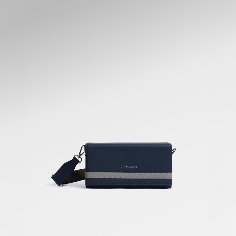 Túi Hộp Da Đeo Chéo Mini Cosmos, Thiết Kế Thời Gian, Chất Liệu Da Microfiber vân da Saffiano THƯƠNG HIỆU LEONARDO