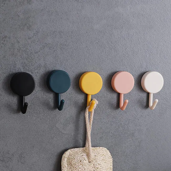Hook Macaron Bulat Gantungan Dinding Bulat Polos Gantungan Kunci Baju Kuat Serbaguna 6