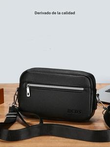 Bolso de mano de cuero para hombre de gran capacidad y multi-bolsillos, Bolso casual cuadrado para teléfono y tarjeta de identificación, Diseño elegante y duradero para uso diario