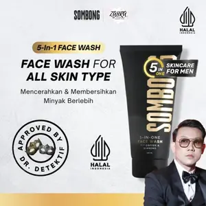 SOMBONG 5-in-1 Face Wash With Coffee & Ginseng Sabun Pembersih 100ml Sanum Muka Pria Membersihkan Mencerahkan