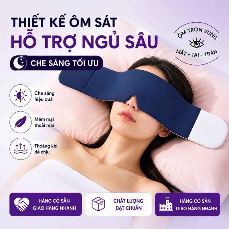 Mặt nạ mắt trọng lực giúp ngủ sâu giảm mỏi mắt chặn ánh sáng thiết kế ôm sát hỗ trợ ngủ sâu che sáng tối ưu