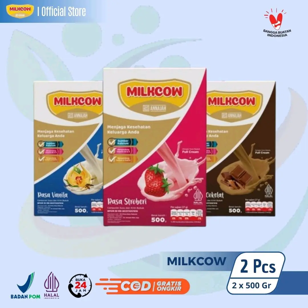 (Bundle 2 Pcs) Milkcow Susu Bubuk Fullcream 2 x 500 Gram untuk Anak dan Dewasa | Dairy Milk Sapi