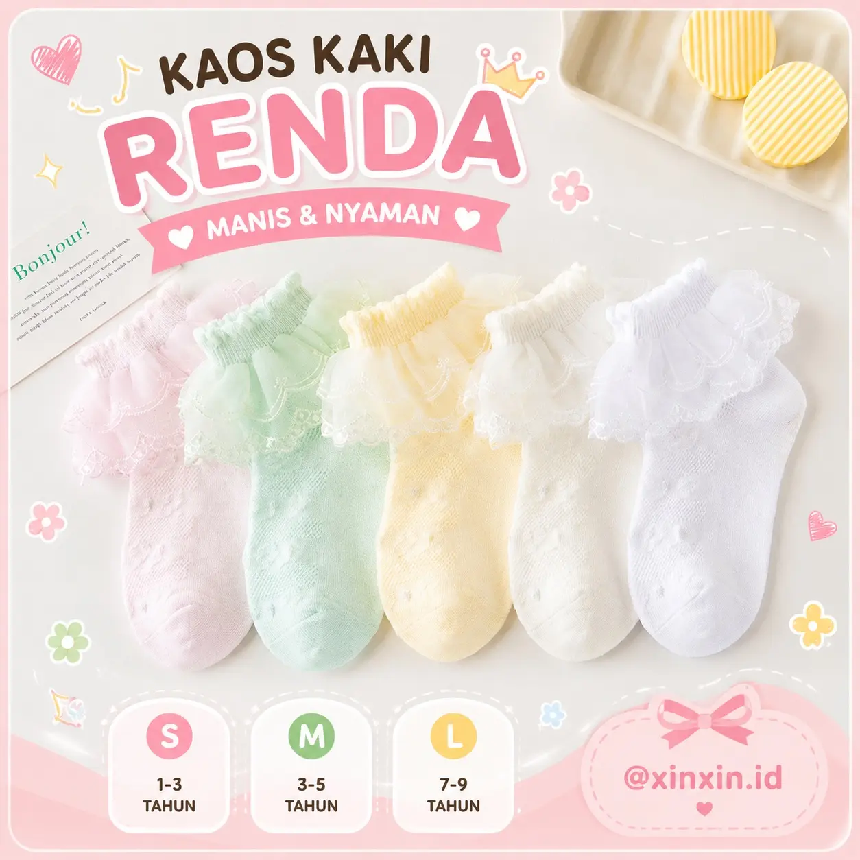 Kaos Kaki Renda Pesta Anak / Kaos Kaki Anak Perempuan Lace Socks KKR-A28
