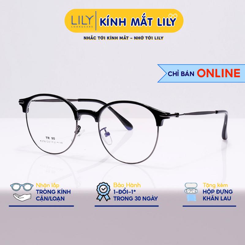  Gọng kính cận nam nữ LILYEYEWEAR mắt kính tròn gọng kính kim loại màu sắc thời trang 2736 Women 