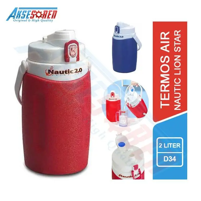Termos Air Panas Atau Dingin Nautic [D34/2 Liter] / Drink Jar Lion Star / Teko Tempat Air Minum Gagang Plastik