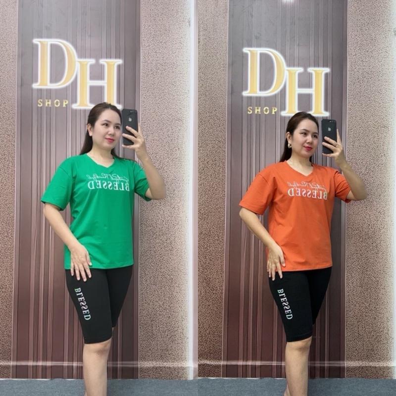 Mã T2 - Bộ đồ chất liệu cotton mềm mịn mát cổ tim lửng ngố - Có size 50-85kg - Nữ Thun