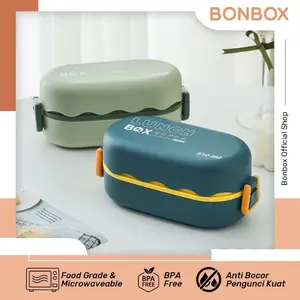 【BISA COD】BONBOX Lunch Box Set 850ML Kotak Bekal Makan 2 Sekat Tempat Bekal Makan Anti Tumpah BTW30301
