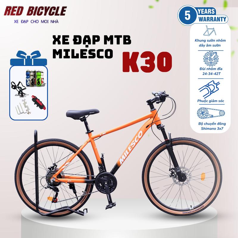 Xe Đạp Địa Hình Milesco K30- Xe Đạp Leo Núi MTB Tay Đề Shimano Phuộc Nhún- Khung Nhôm Bền Đẹp Giá Rẻ