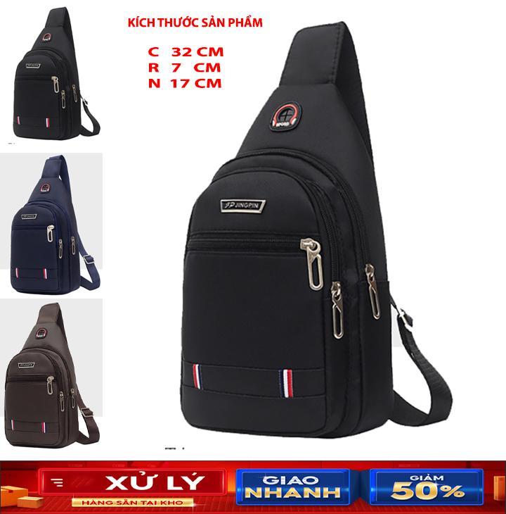  Túi đeo chéo nam không bám bụi có lỗ sạc  lỗ ra tai nghe Bag Kem 