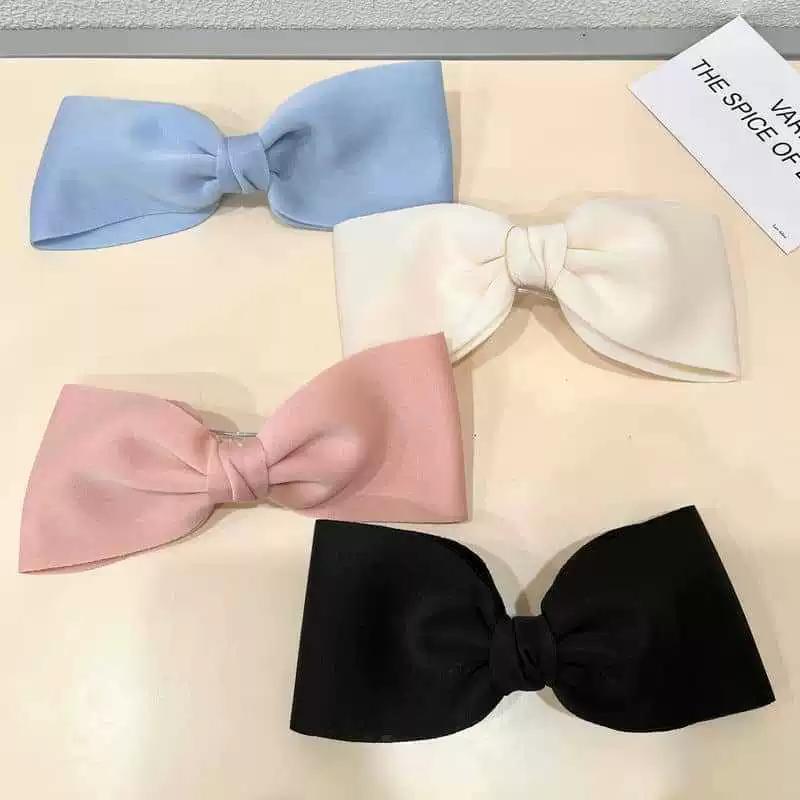 Kẹp Mỏ Vịt Nơ Ngoại Cỡ Hàng Mới Về, Phong Cách Pháp Cổ Điển Làm Bằng Bông Không Khí, Kẹp Tóc Vải Màu Đen.