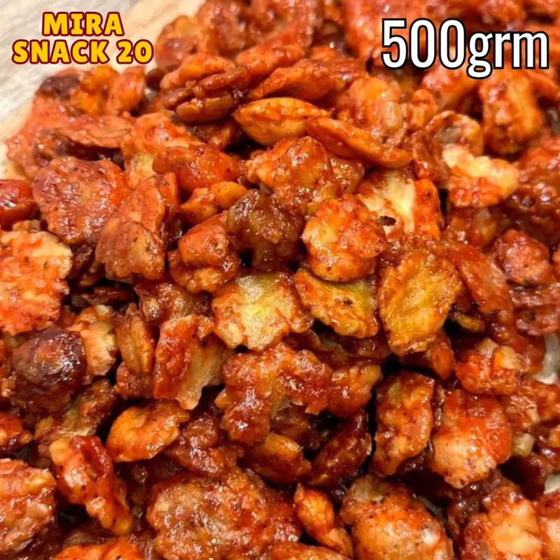Mira Snack - Emping Melinjo Balado 500 Gram Kering Pedas Manis Camilan Snack Cemilan 0