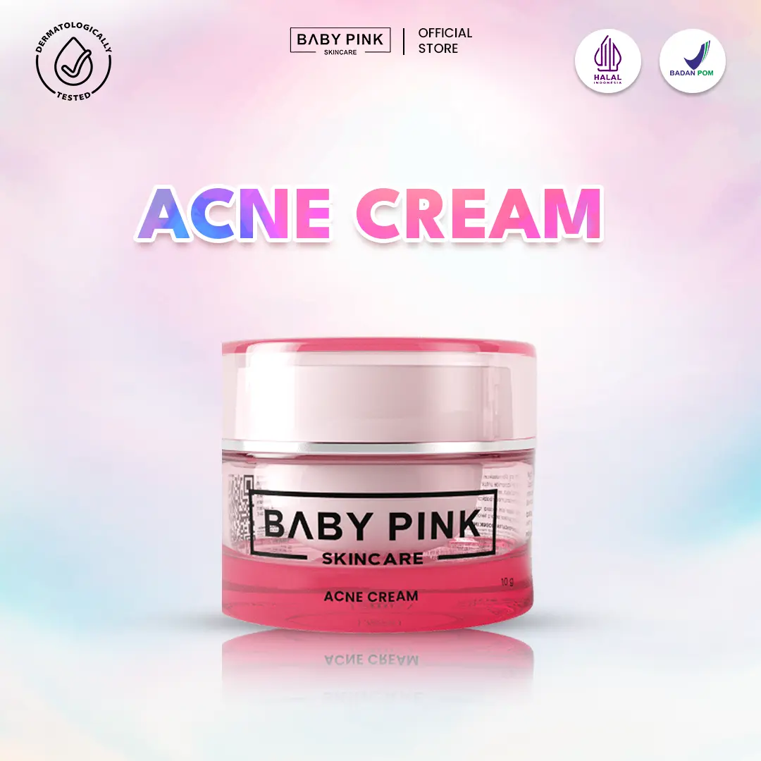 BABYPINK Acne Cream 10 g  - Krim Jerawat Malam Glowing Mencerahkan Cream Untuk Semua Jenis Kulit & Jerawat Membandel - Baby Pink Skincare