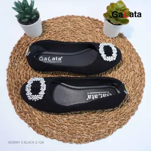 FlatShoes Black Panda / Sepatu Wanita / Black Panda Morby S 2-128 Hitam sepatu selop wanita