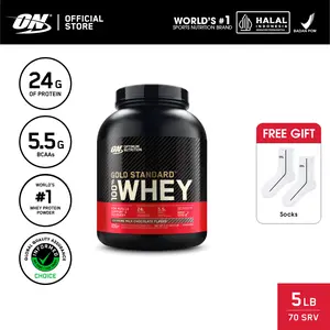 [FREE Kaos Kaki] Optimum Nutrition Gold Standard Whey 5 lbs | Primary Source Isolate - Susu Protein / Powder / Suplemen / Gym