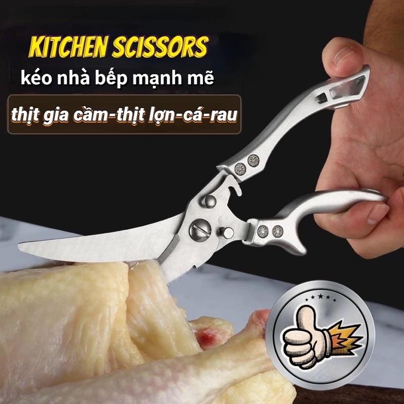 Kéo cắt xương gà vịt loại XỊN. Kéo cộng lực cực bén chuyên cắt thực phẩm. Bằng thép không gỉ - 136