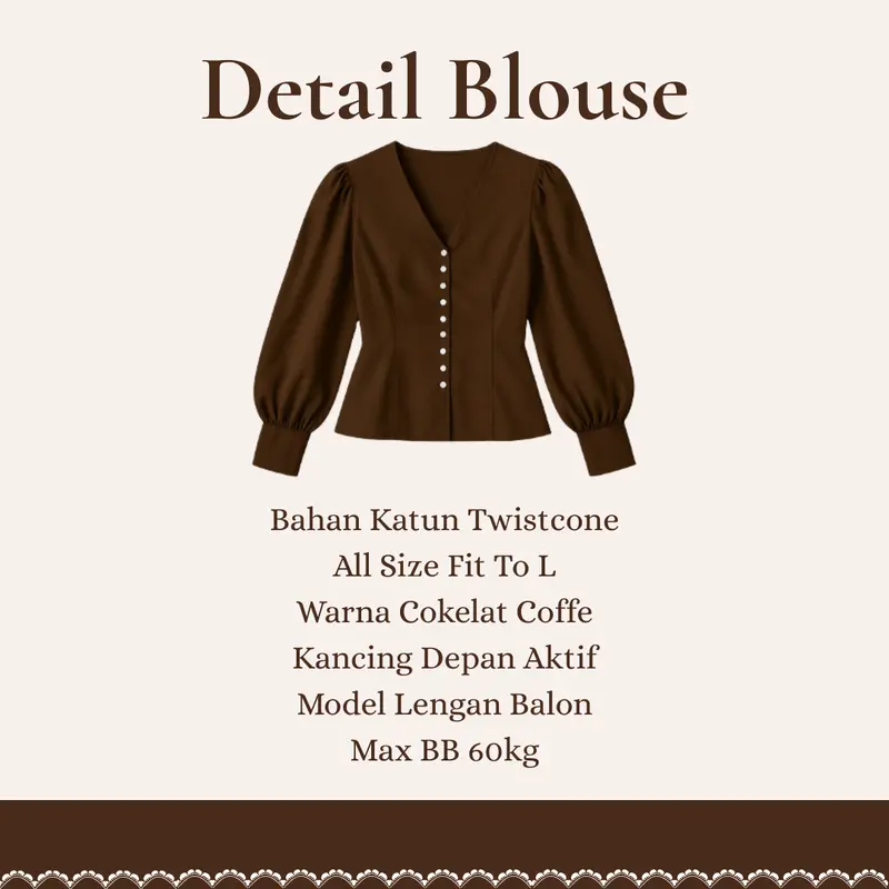 1 Set Outfit Remaja (Blouse Coklat Mahogany + Celana Kulot + Jilbab Bella square) Casual Style HO63N 3