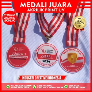 MEDALI CUSTOM - MEDALI WISUDA JUARA SIAP PAKAI - Mendali Akrilik Print UV