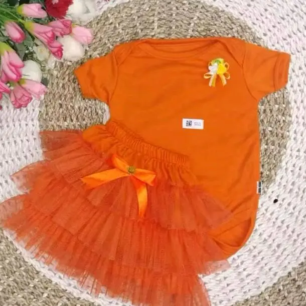 Setelan Jumpsuit dan rok tutu bayi Newborn umur 0-12 bulan Bayi Perempuan 8