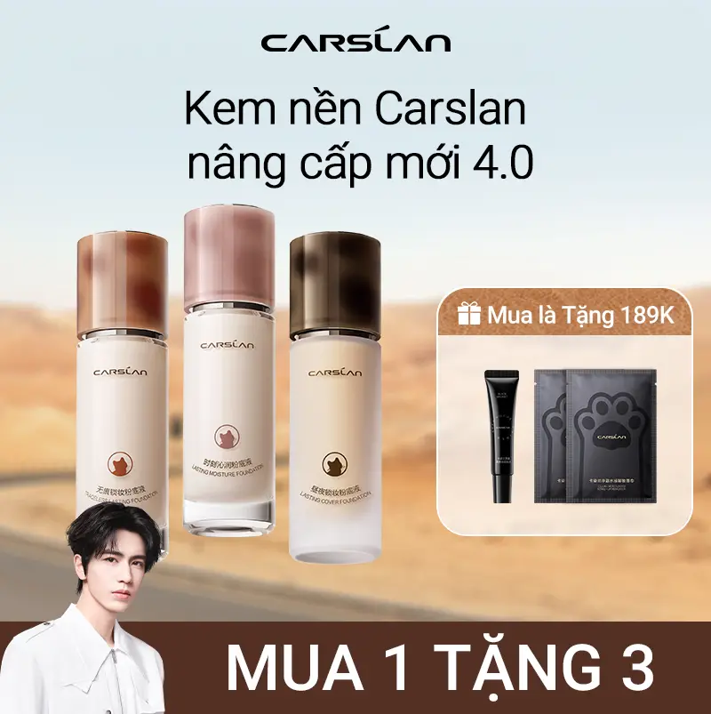 Kem nền dạng lỏng lâu trôi 4.0 Carslan,Bản nâng cấp kiềm dầu Cố định nền không xuống tông 30ml [Mua 1 Tặng 3]kem lót Black Magnet 10g*1 + khăn tẩy trang*2