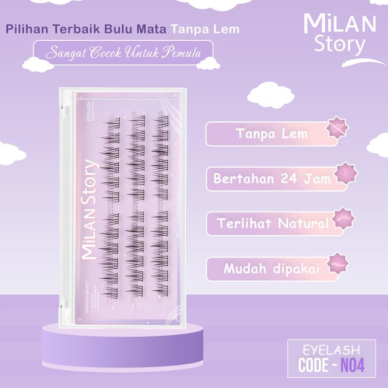 [ LANGSUNG TEMPEL ] MILAN STORY Serat Kapas Premium N04 Bulu Mata Palsu | Eyelash Extention | Eye Make Up Tanpa Pinset 1