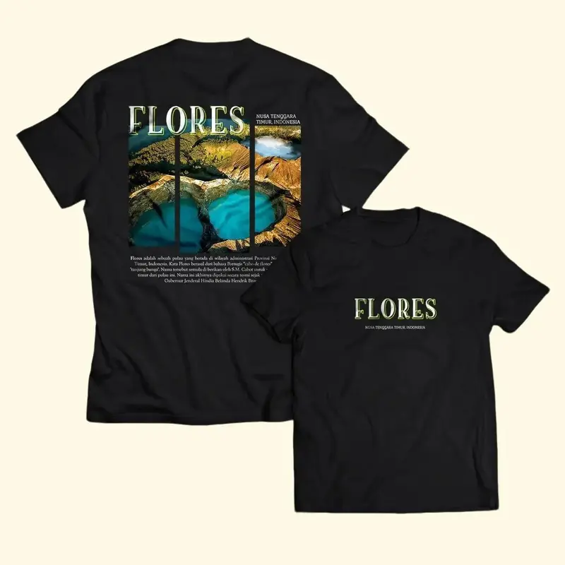 Kaos Cowok Distro Oleh-Oleh Liburan FLORES NTB Baju Pria Sablon Polos Katun Combed 0