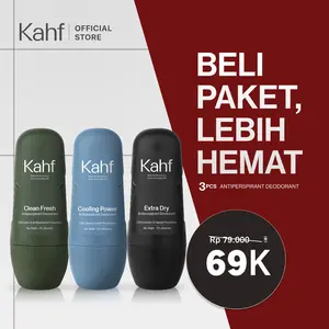 [KAHF BUNDLE 3IN1 PAKET DEODORANT] Triple Pack Kahf Deodorant Roll On Antiperspirant 45 ml - 3 pcs Deodoran Pria Freshness All Day, 0% Alcohol, Easy Application - Anti Iritasi, Bebas Bau, Tahan Keringat - Suitable for Daily Use