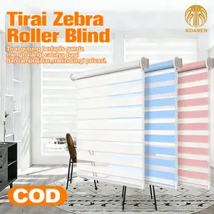 Tirai Gulung Estetik Zebra Blinds Tirai Jendela Tarik Kamar Estetik Anti Air Kelembapan Penutup Jendela Dapur Ruang Tamu Tidur Kantor Ready Stock COD