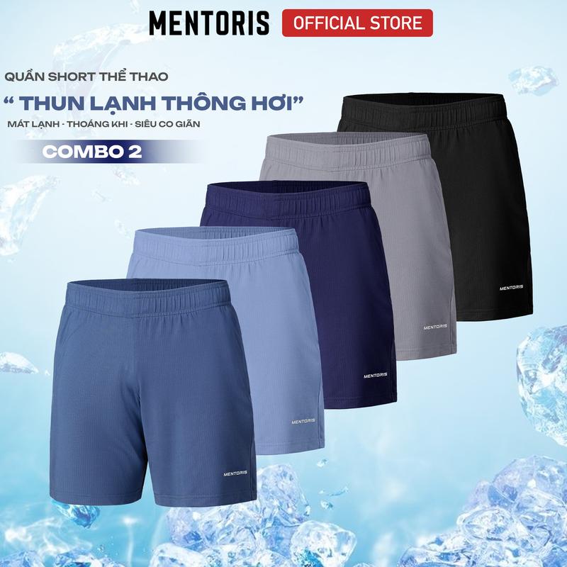 COMBO 2 Quần Short Thun Lạnh Thể Thao Nam MENTORIS, Form Regular Fit, Mát Mịn, Co Giãn Tốt CB2 - MQB01