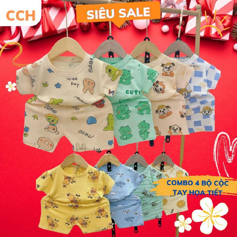  Combo 4 Bộ Thun Lạnh Cộc Tay Quần Cộc Cho Bé Từ 7-16kg. Combo Gồm 4 Bộ Thun Lạnh Cộc Tay Quần Cộc Ngẫu Nhiên Với Nhiều Màu Sắc Khác Nhau Và Đa Dạng Họa Tiết Từ 7-16kg Cho Bé. 