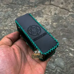 Leather Sleeve Case Centa M100 Kulit Hitam Logo Benang Tosca