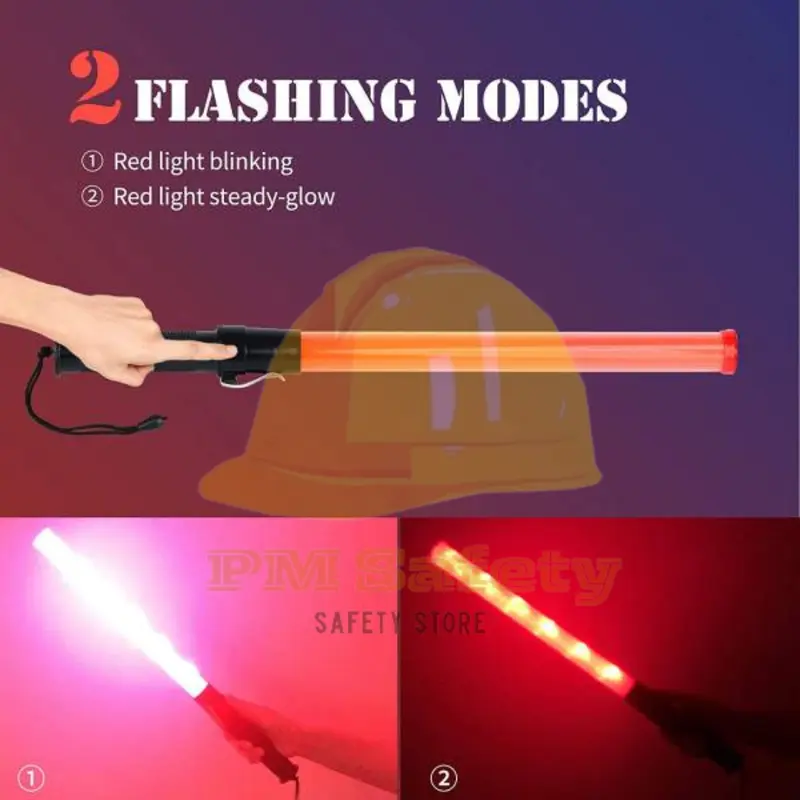 Safemax Lampu Lalu Lintas/ Lampu Parkir/ Lampu Tukang Parkir/ Senter Tukang Parkir/Traffic Baton/Traffic Stick 2 Mode- Coating Tembaga 2