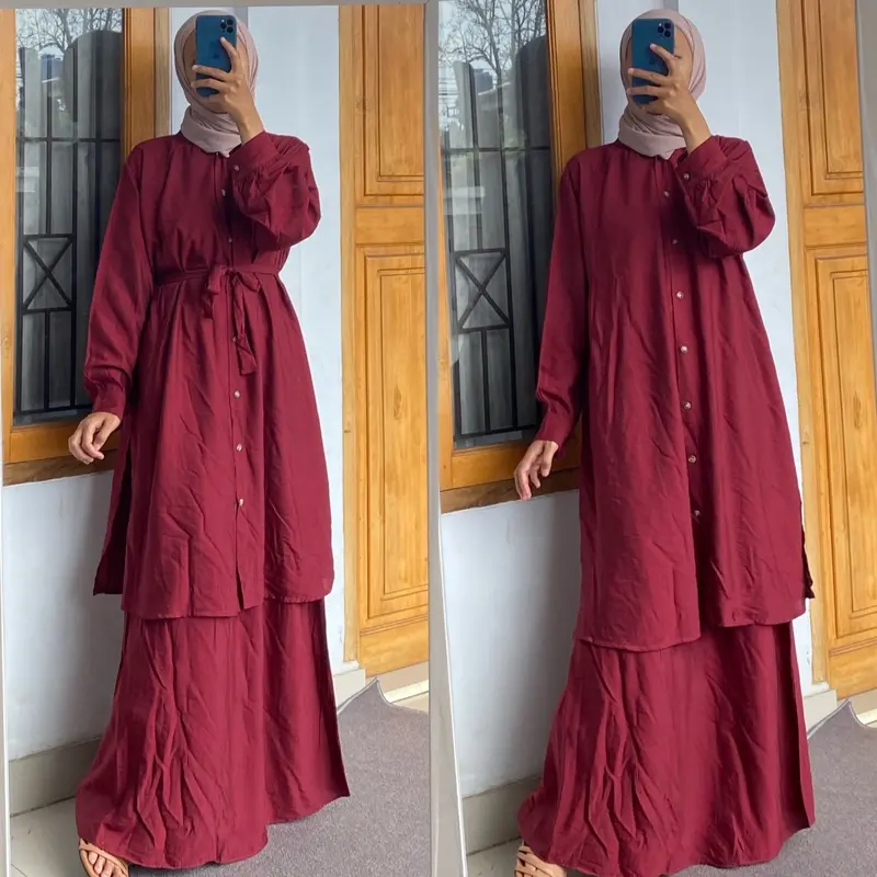 SET ROK ALIYA POLO LINEN PREMIUM AIRFLOW Baju Muslim Wanita 1