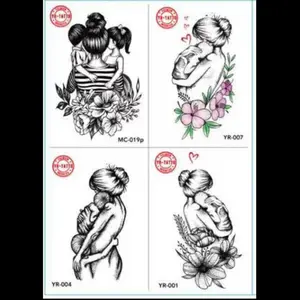 4pcs Model tatto temporary ibu dan anak Biasa Random