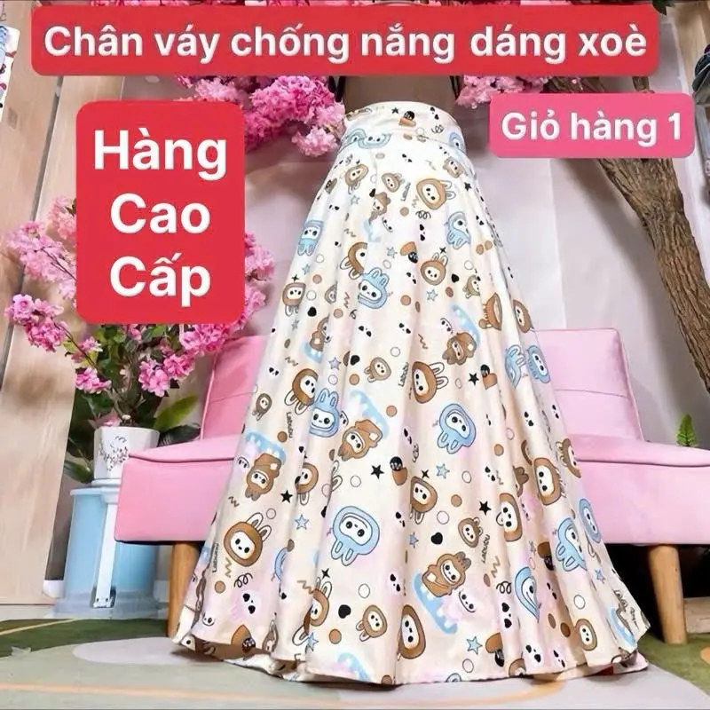 VÁY chống nắng dáng xòe thời trang cao cấp CÓ DÂY CỘT EO . Chất kaki lụa và umi . Freesize . chiều  dài 100cm . Bề ngang 2m3