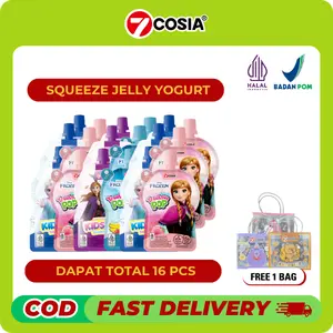 7COSIA Disney Edisi Khusus 16 Squeeze Jelly - Kesukaan Anak-anak Jeli Makanan Manis Cemilan Snack Rasa Yogurt , Peach , Mix Fruit  , Anggur