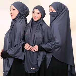 Kerudung French Khimar XXL Syar'i Niqob  | Khimar Instan Jersey Syari Wanita Umroh