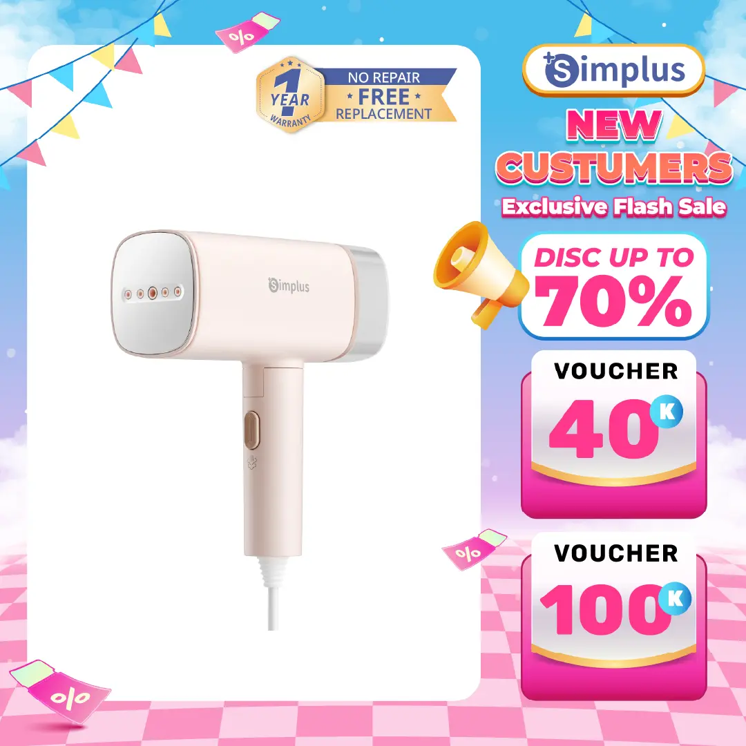【MEGA SALE EXCLUSIVE FLASH SALE】Simplus Setrika Uap 2-in-1 Low Watt 800W Setrika Uap Genggam Kapasitas 170ml Portable dapat Dilipat Fungsi Ganda Setrika Datar dan Gantung GTJH020