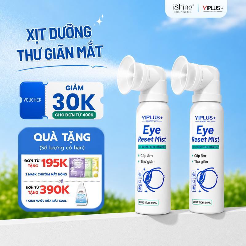 Xịt Dưỡng Thư Giãn Mắt VIPLUS+ EYE RESET MIST mát lạnh tức thì & cấp ẩm dịu nhẹ cho đôi mắt