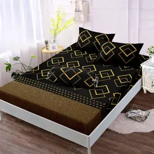 Sprei Abstrak Terbaru Ukuran 80 120 160 180 x 200 Satu Set Sarung Bantal dan Guling Seprai Sudut Karet Anti Geser Bahan Katun Premium Halus Tidak Luntur
