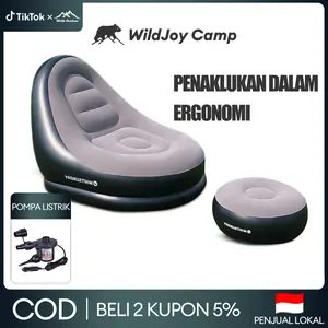 WildJoy Camp Sofa Angin Outdoor Sofa Gaya Kasual Sofa Lipat Bantalan Udara Malas Dengan Sofa Tiup Pijakan Kaki Tanpa Pompa