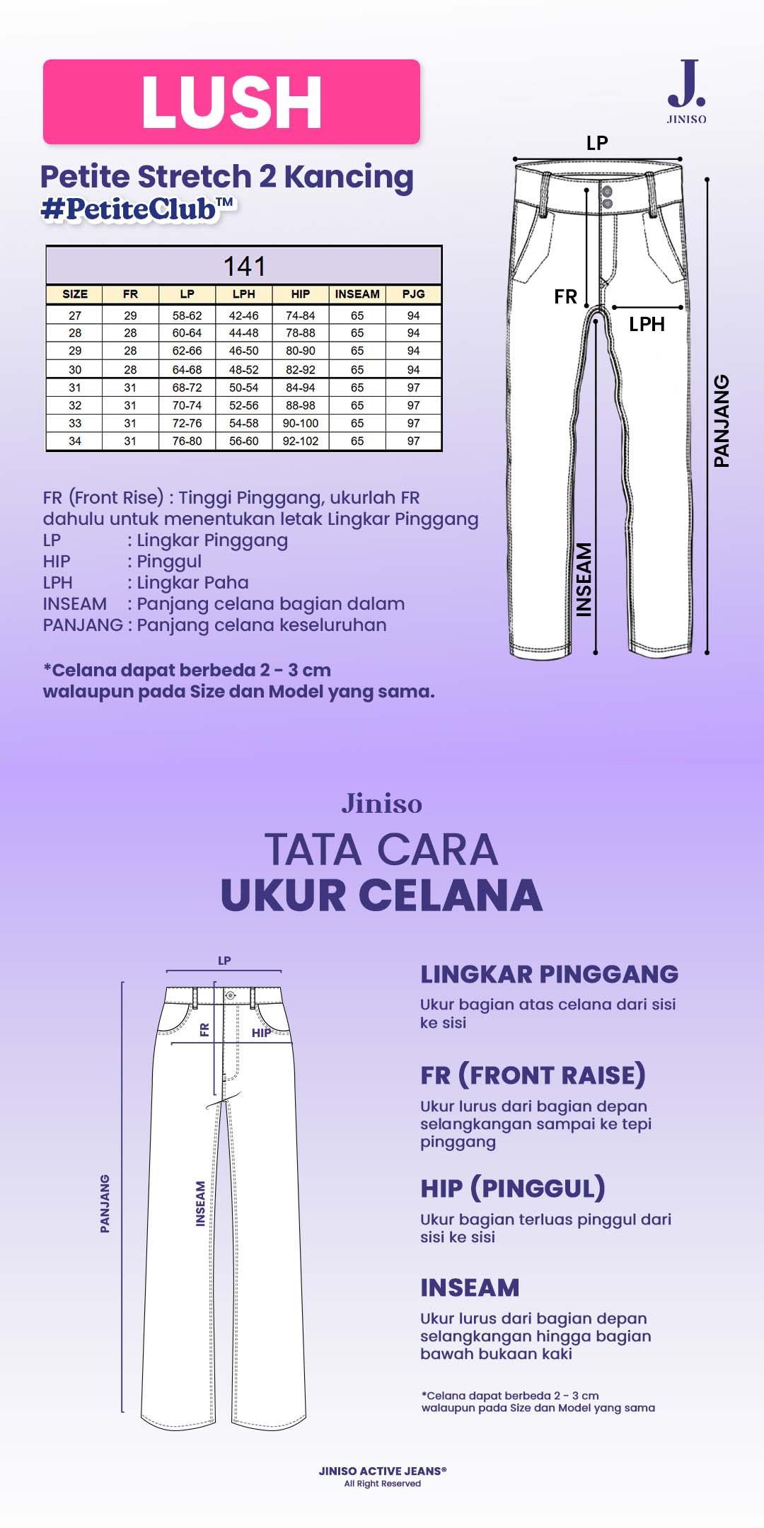 JINISO LUSH - 141 Petite Straight Higwaist Jeans Stretch