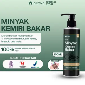 Oilyns Minyak Kemiri Bakar 100ml BPOM Penumbuh Rambut Brewok Alis Jenggot Melebatkan Haircare Rambut Tebal Hitam Sehat