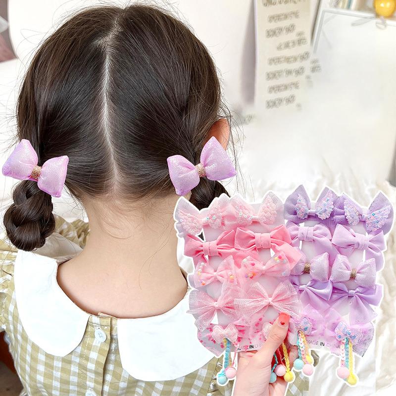 Kẹp Tóc Nơ Hoa Cho Trẻ Em, Phụ Kiện Đội Đầu Cho Em Bé Dễ Thương, 10 Cái, Thích Hợp Cho Bé Gái, Kẹp Bên Không Làm Tổn Thương Tóc, Làm Bằng Vải Gạc, Phụ Kiện Tóc 5