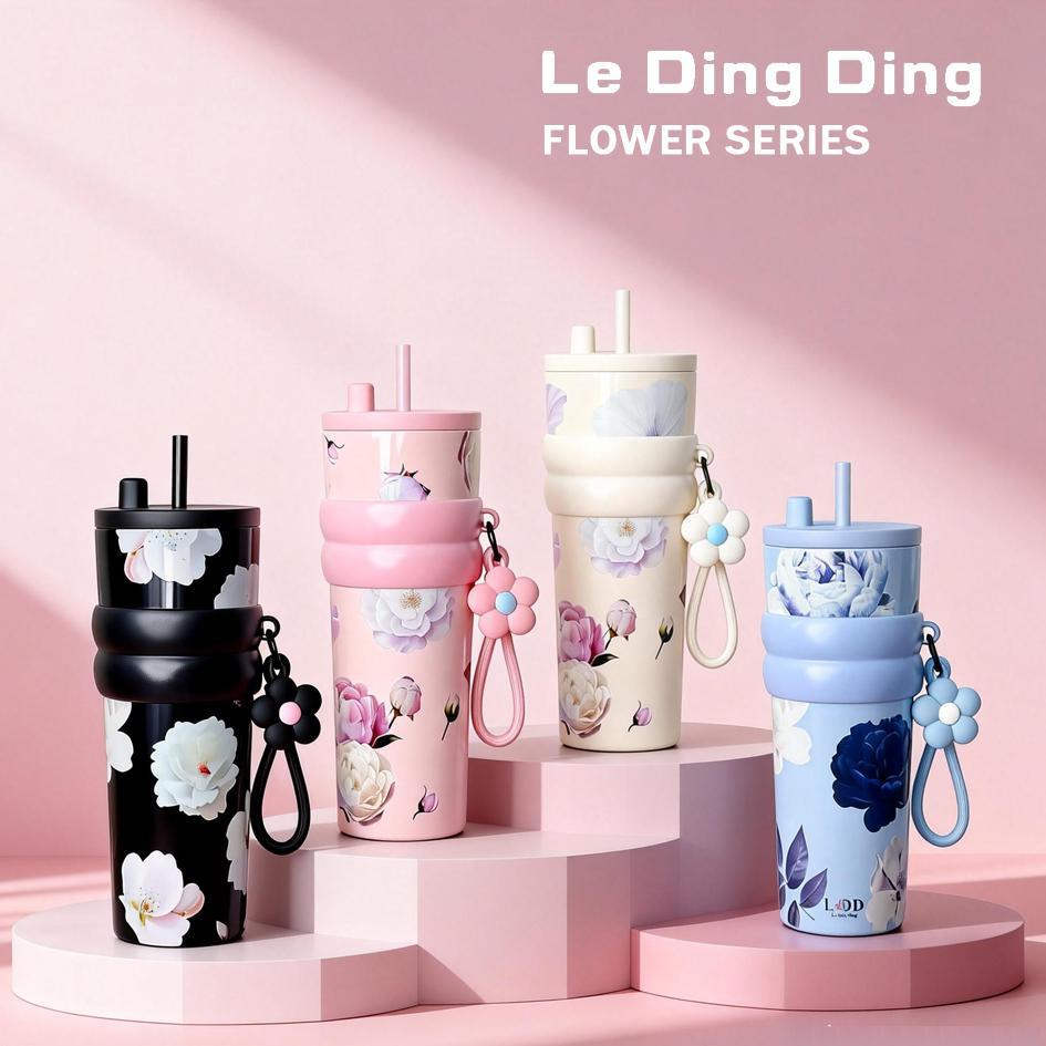 【Ashantyhermansya】【BELI 1 GRATIS 1】Yanis3 - Le Ding Ding Tumbler Stainless Steel  710ml +Tumbler 710ML Tumbler Cantik Mug Kopi Stainless Steel dengan Lapisan Dalam Keramik Termos Vakum Tumbler