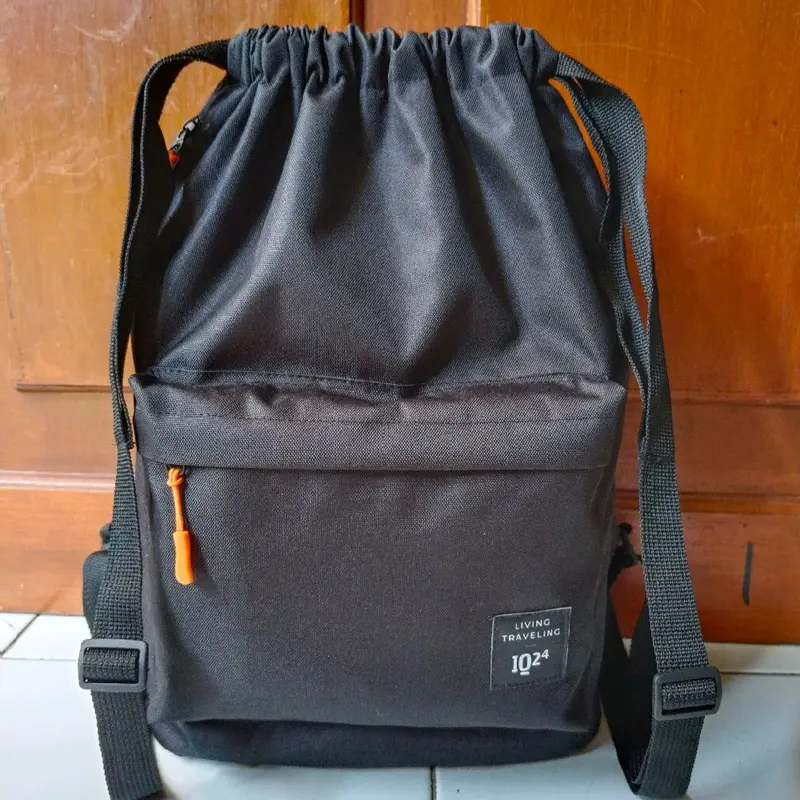 Tas Serut Kanvas Backpack Ransel Futsal Sekolah Wanita Pria 2
