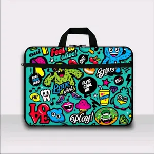 TAS LAPTOP KANVAS 14 inch MOTIF PRINTING SARUNG LAPTOP PRIA/WANITA SEKOLAH/KERJA wterproof tas laptop hitam