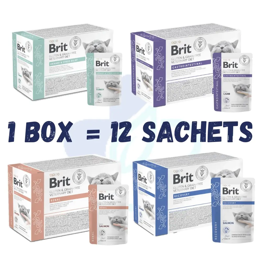 BRIT CAT WET FOOD VET POUCH Makanan Basah Brit Untuk Pemulihan Gastrointestinal dan Renal Pouch grain free