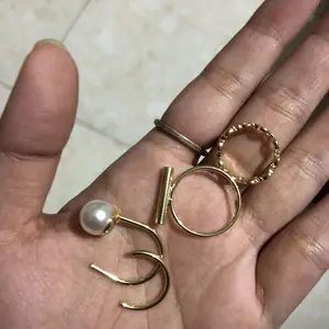 [Fanyee] Tiga potong mutiara jari telunjuk cincin fashion statement ring Q458