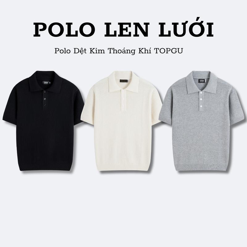 Áo Polo Len Dệt Kim Cao Cấp Polo Lưới + Len Tổ Ong thóang khí, TOPGU Polo Dệt Kim Thoáng Khí